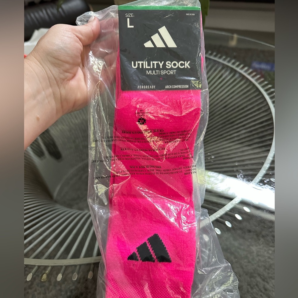 NWT adidas multi sport utility sock - size L in shock pink